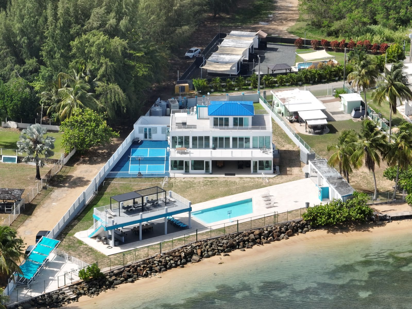 Aerial view of the Blue Paradise beachfront home in Puerto Rico