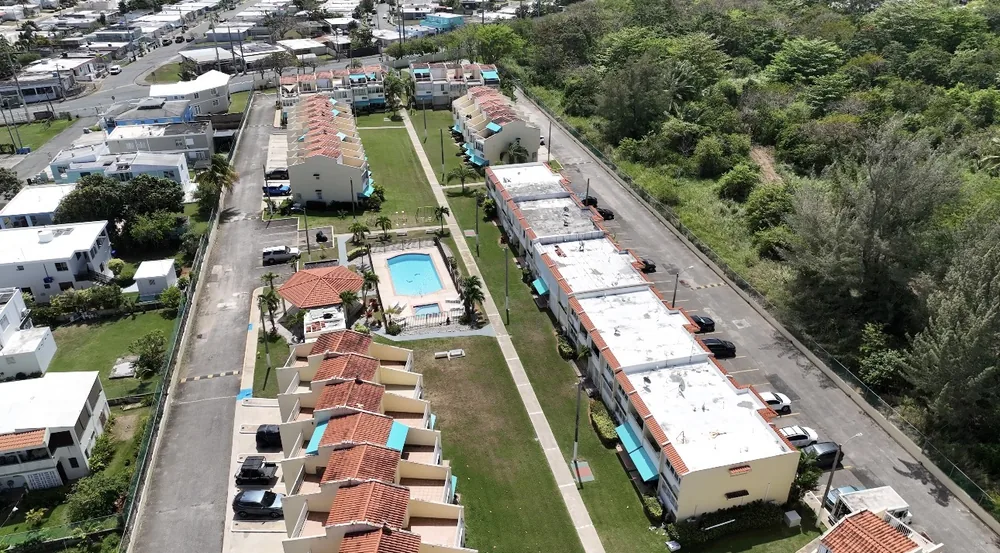 Aerial drone photo of a residential condo complex in Puerto Rico, shot by Zoom Realty Services